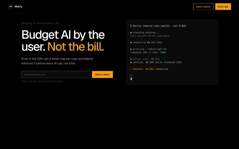 Screenshot: metrly.dev home page