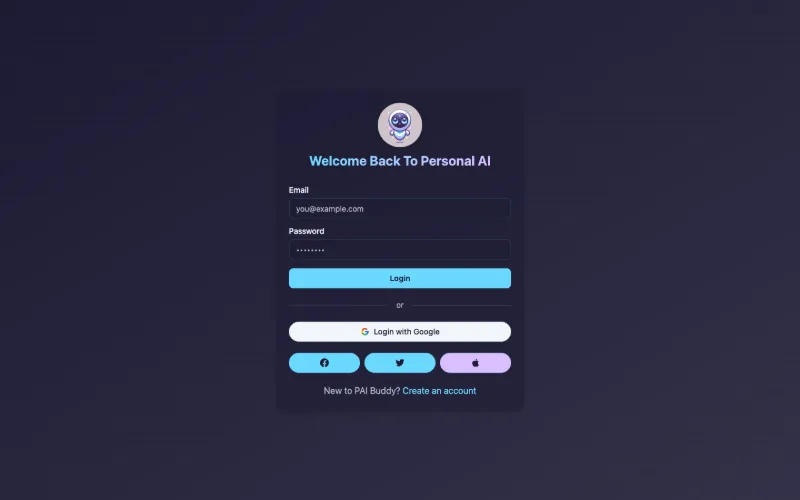 Screenshot: PAI sign-in screen